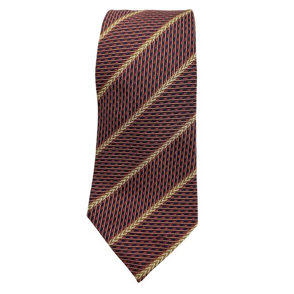 Metropolitan Museum of Art red navy gold striped Tie 100% silk made in Italy - Picture 1 of 3